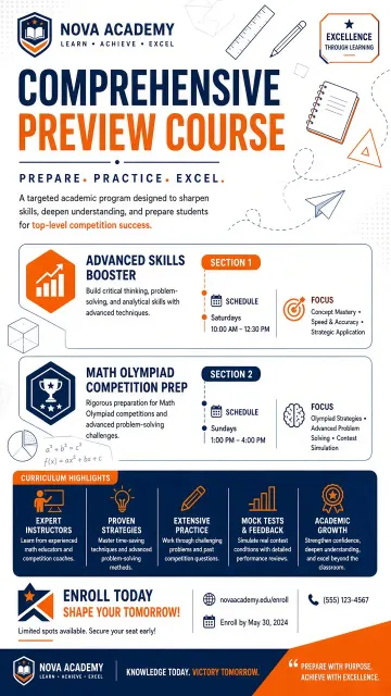 Academic image example: Academic Tutoring Preview & Competition Course Enrollment Poster