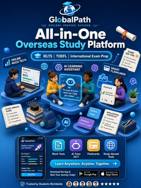 Modern image example: 3D Isometric Study Abroad App Tech Poster