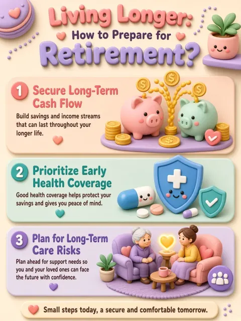 Anime and Comic image example: Pastel 3D Cartoon Retirement Planning Infographic Poster