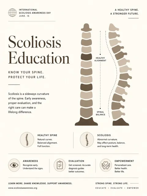 Medical image example: Scoliosis Health Awareness Minimalist Graphic Poster