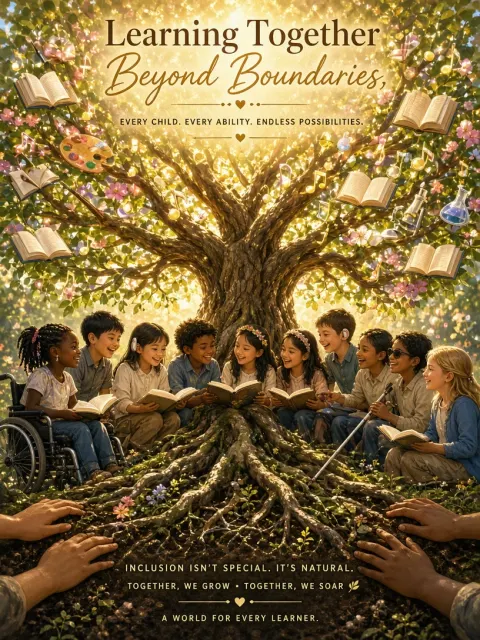 Symbolic image example: Diverse Collaboration Inclusive Education Conceptual Poster