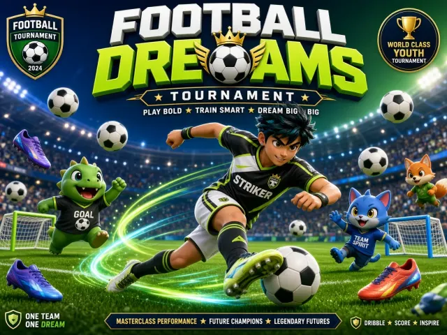 Sports Poster image example: 3D Cartoon Youth Football Match Poster