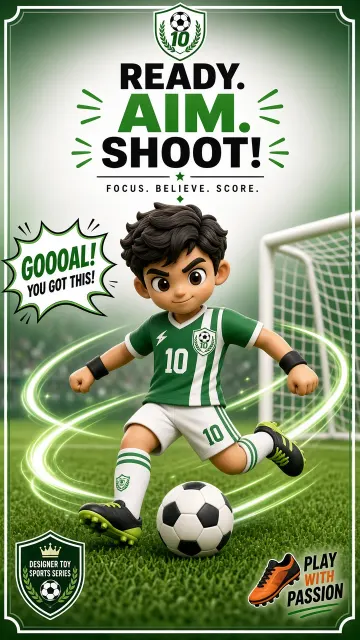 Sports Poster image example: 3D Designer Toy Football Striker Poster