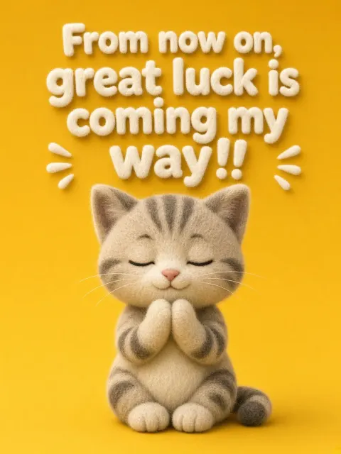 Felt Kitten Praying for Good Fortune Avatar