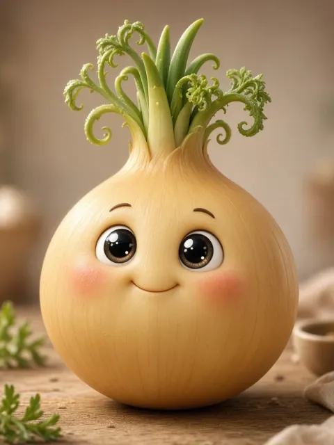 3D Cute image example: Cute Anthropomorphic Cartoon Onion Character