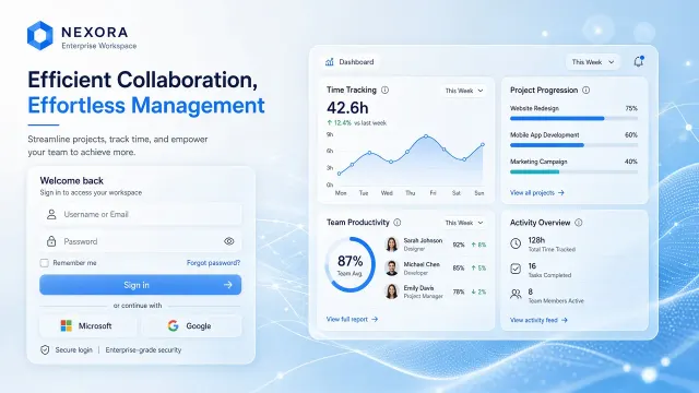 Crystal Glass image example: Light Blue Tech Glassmorphism Time Management Login Background