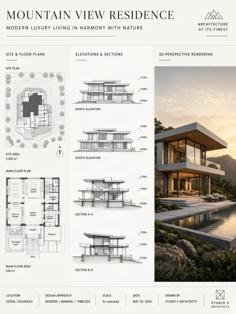Modern Minimalist Architectural Presentation Board
