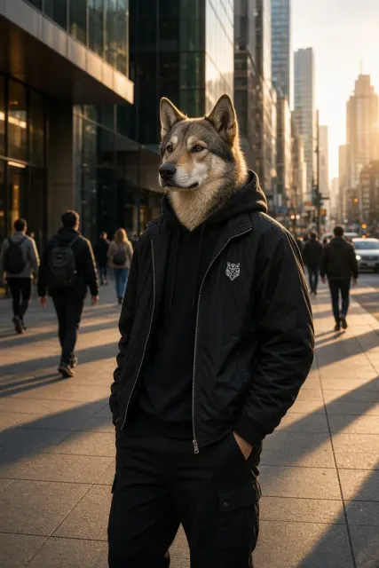 Creative Urban Street Dog-Headed Man Composite Photography