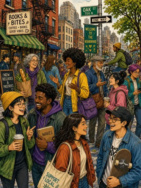 Comic Line Art Vibrant Group Portrait Illustration