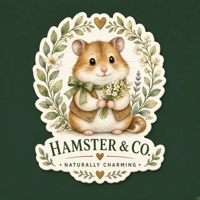 logos image example: Watercolor Anthropomorphic Hamster Sticker Logo