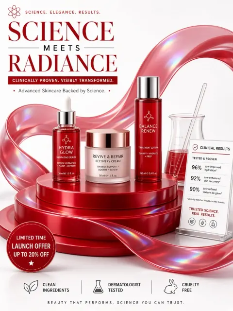 Holographic image example: Futuristic Holographic Skincare Campaign Poster