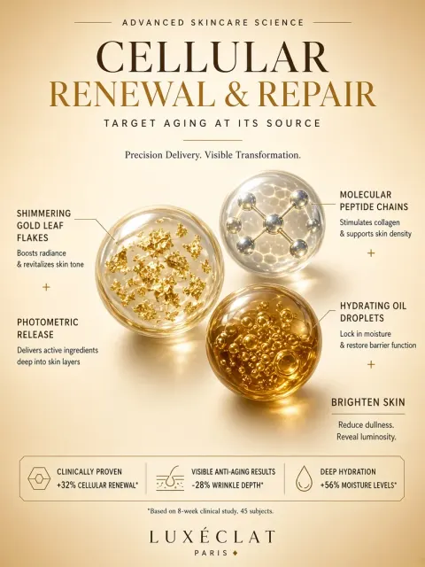 Scientific Illustration image example: Luxury Science Anti-Aging Skincare Formula Poster
