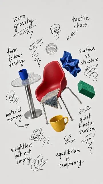 Surreal Minimalist Zero-Gravity Floating Objects Poster