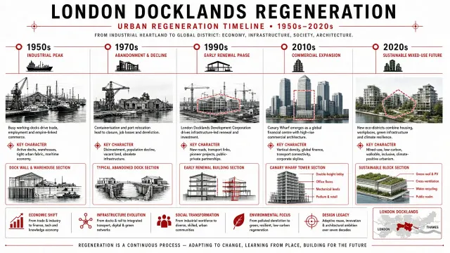 Architectural Diagram image example: London Docklands Regeneration Timeline Diagram