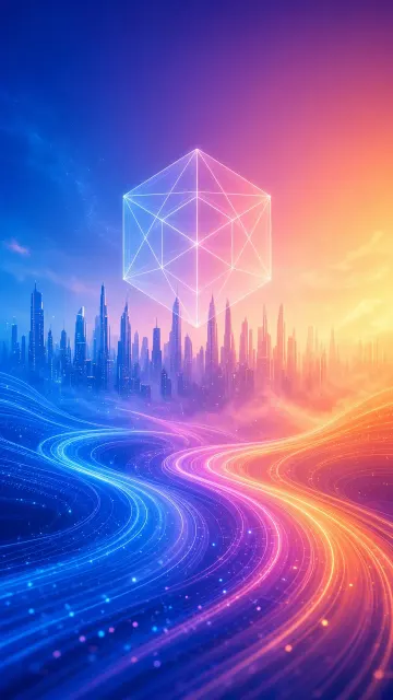 Smart City image example: Futuristic Gradient Vision of Smart Metropolis