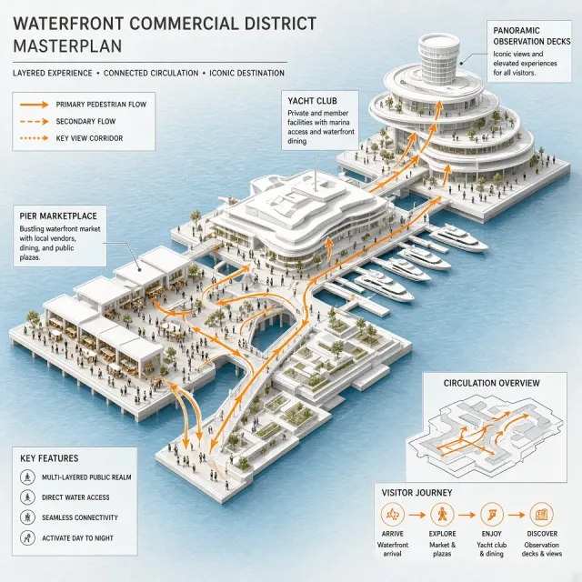 Clean Minimal image example: Clean White Model Waterfront Commercial Diagram