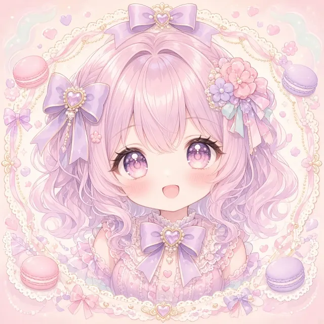 Kawaii image example: Macaron Pastel Kawaii Chibi Anime Girl