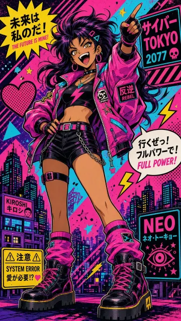 Retro 80s Anime Pop Art Illustration