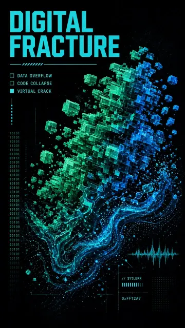 Cyberpunk Neon Cube Experimental Poster