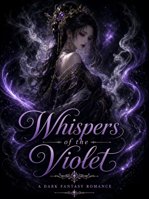 Dark Romance Novel Cover with Violet Nebula