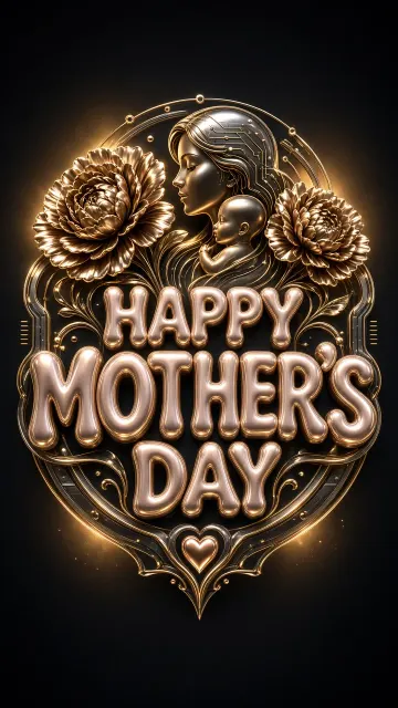 Liquid Metal image example: Futuristic Liquid Metal Mother's Day Emblem