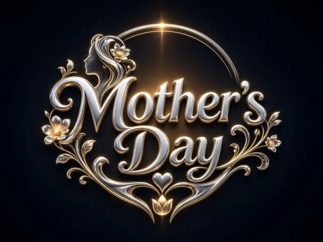Emblem image example: Liquid Metal Mother's Day Logo Design