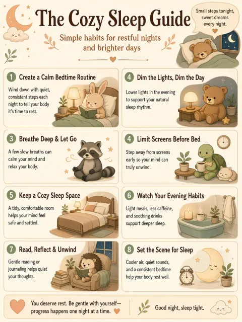 Architecture & Interiors image example: Warm Cream Flat-Style Sleep Hygiene Infographic Poster