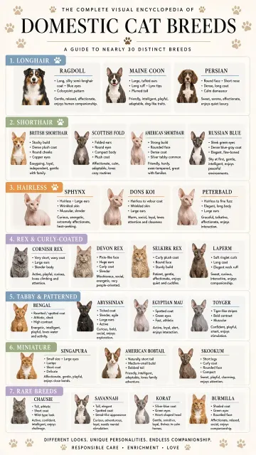 Clean Layout image example: Minimalist Cat Breeds Guide Poster