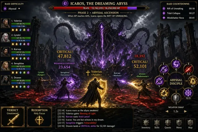 Epic Scale image example: Dark Epic MMORPG Ancient God Boss Raid Interface