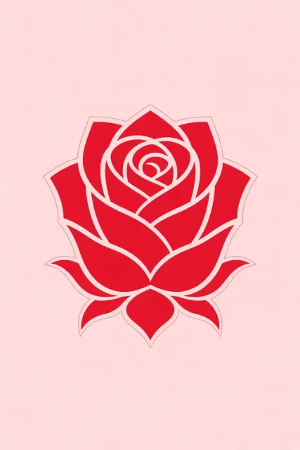 Minimalist Geometric Red Rose Brand Logo