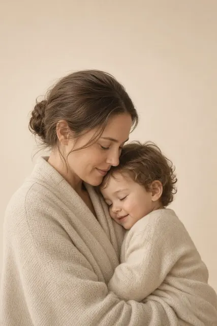High Texture image example: Minimalist High-End Parent and Child Embrace Visual