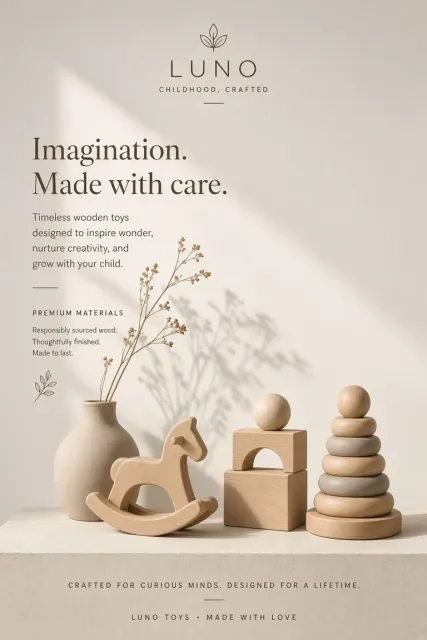 Luxury Design image example: Minimalist Morandi Children Toy Brand Poster