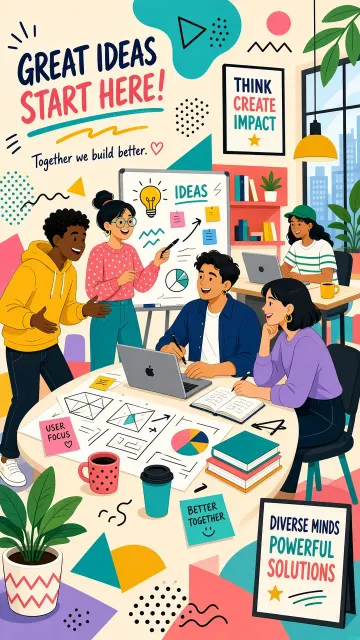 Memphis Style image example: Memphis Style Hand-Drawn Office Team Business Illustration