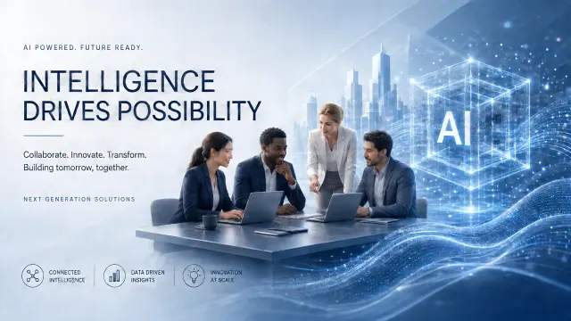 Key Visual image example: 3D Futuristic AI Business Collaboration Key Visual Poster