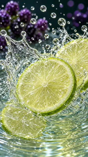 Translucent Lemon Slice Water Splash Macro Photography