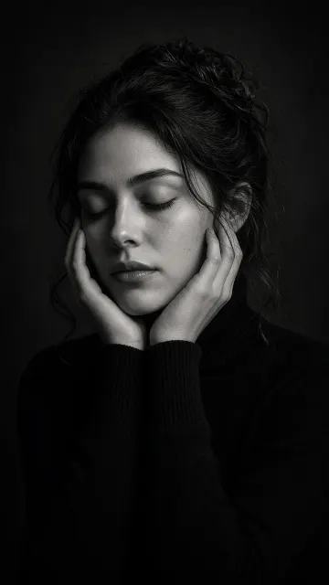 Black and White Contemplative Woman Wallpaper