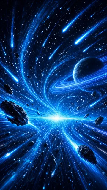 Space image example: Blue Cosmic Trajectory Light Particle Illustration