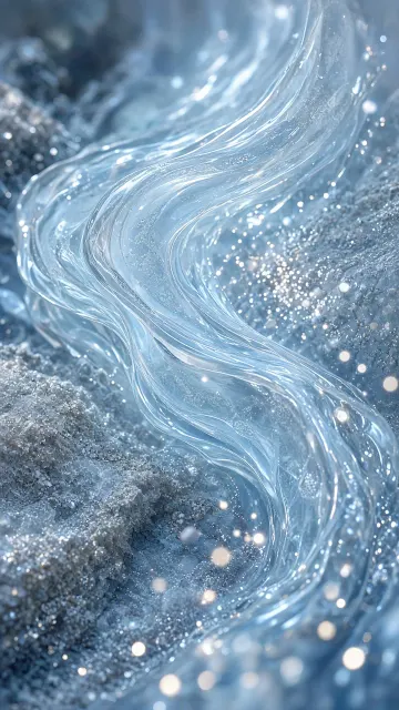 Blue Fluid Motion Light Particles Abstract Art