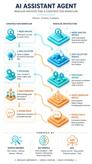 AI Agent Architecture Workflow Isometric Diagram
