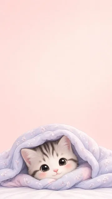 Anime Style Shy Kitten Peeking Wallpaper