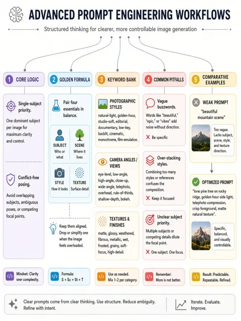 Vector image example: AI Image Prompt Strategy Instructional Mind Map