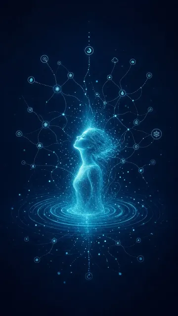 Surreal Luminous Figure Mind Map Illustration