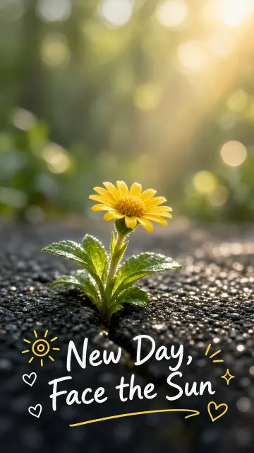 Morning Daisy on Asphalt Path Inspirational Wallpaper