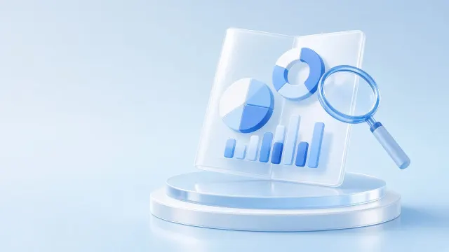 Ray Tracing image example: Minimalist 3D Glass Data Document Hero Scene