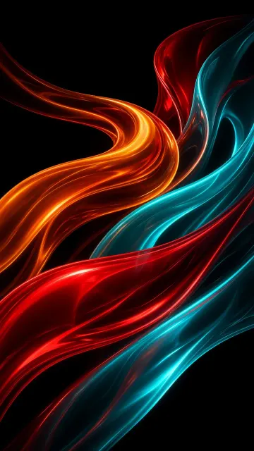 Phone Wallpaper image example: Abstract Neon Flowing Curves Digital Art