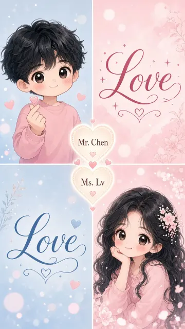 Comic Panel image example: Four-Panel Sweet Couple Anime Comic Illustration