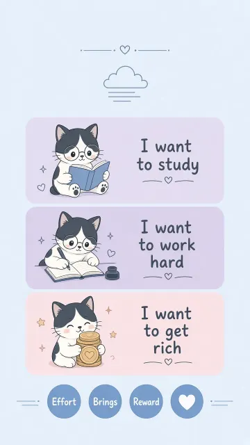 Motivational Poster image example: Minimalist Cute Cat Study and Work Poster