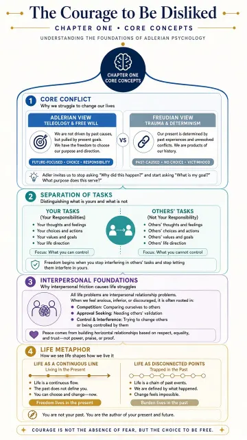 Mind Map image example: The Courage to Be Disliked Infographic Mind Map