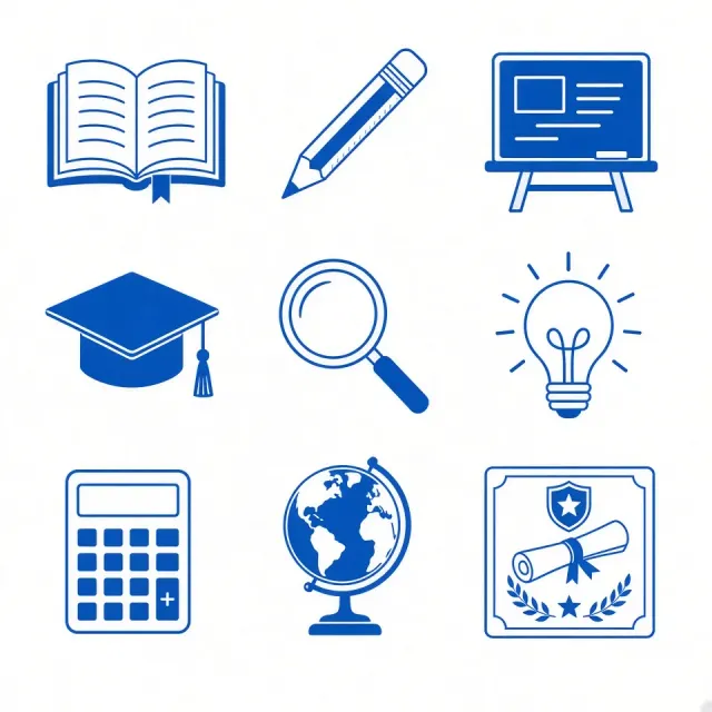 UI Icon Set image example: 3x3 Grid Academic UI Icon Set