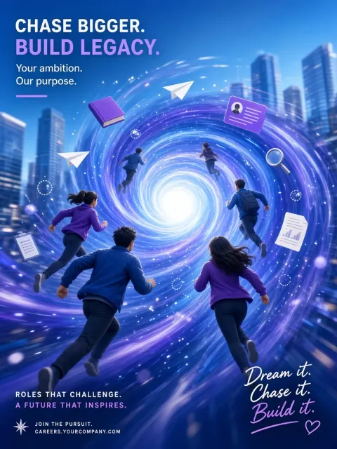 Perspective image example: 3D Visual Vortex Campus Recruitment Poster